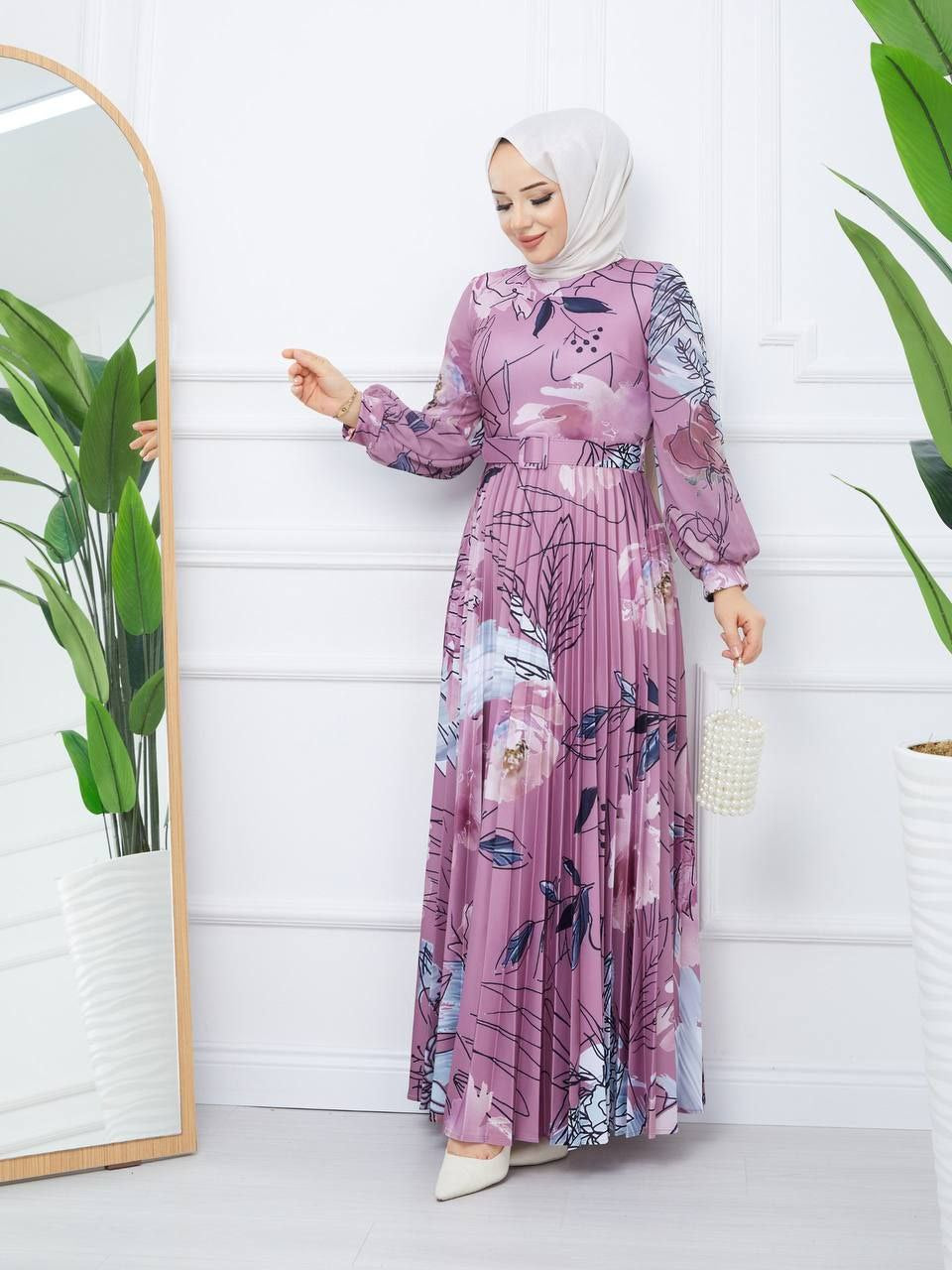 Abstract pleated dress - pink