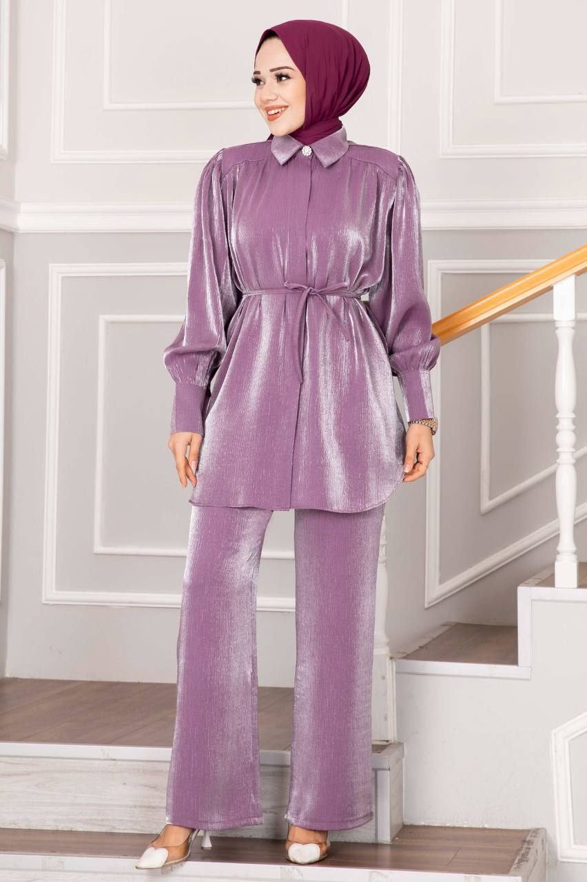 Purple silk co ord set