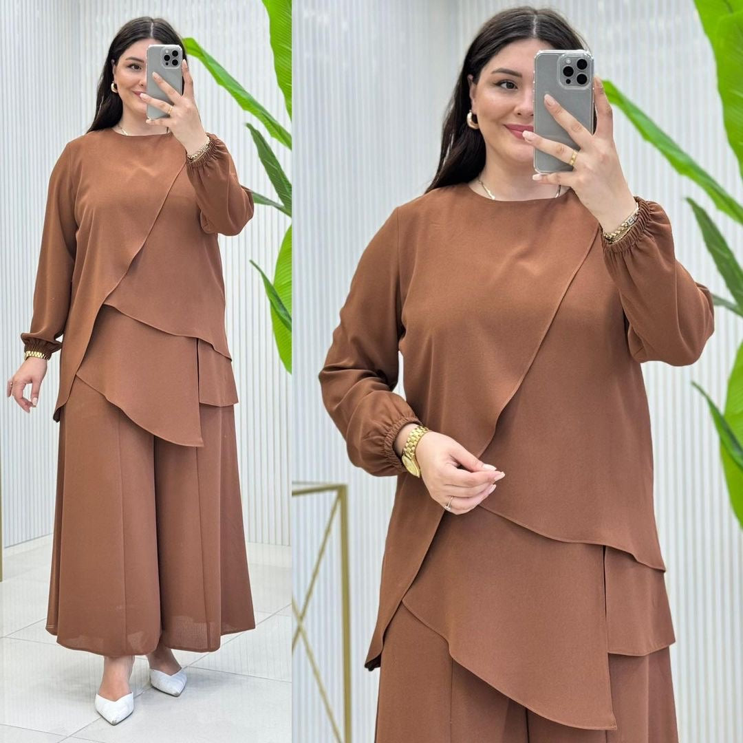 Palazzo pants 2 piece set - Brown