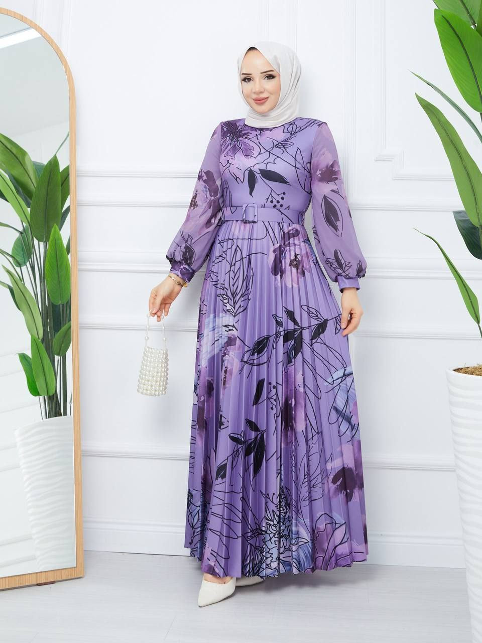Abstract pleated dress - purple