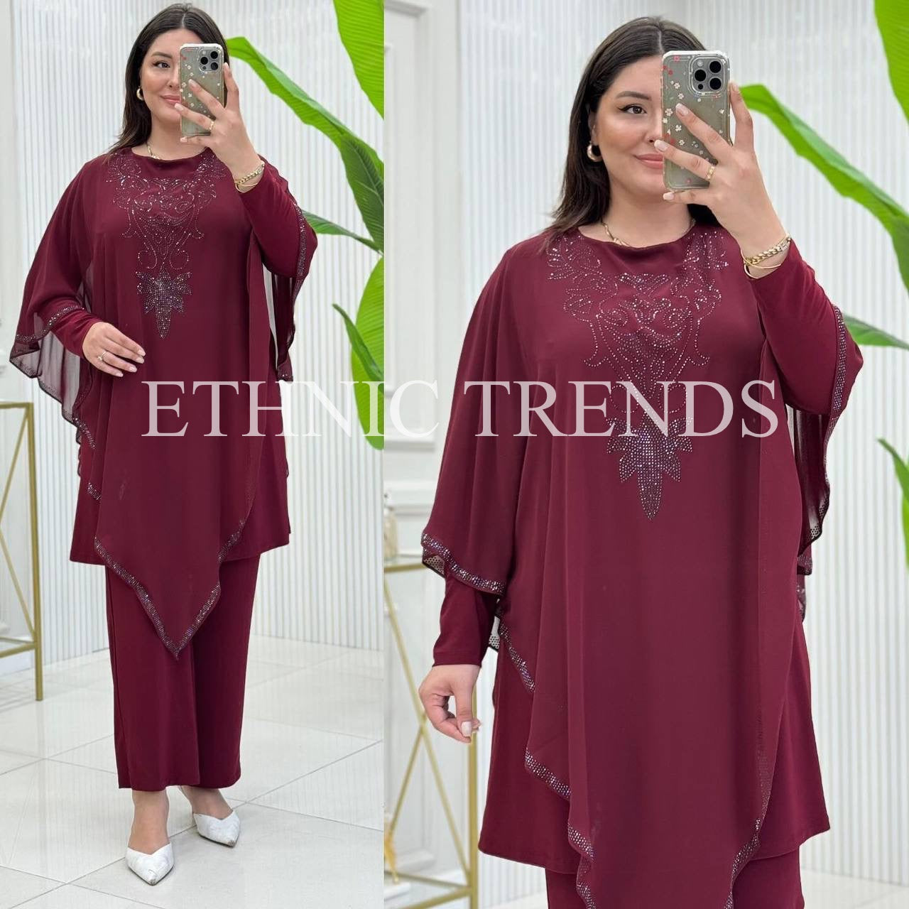 Night out Kaftan set - Maroon