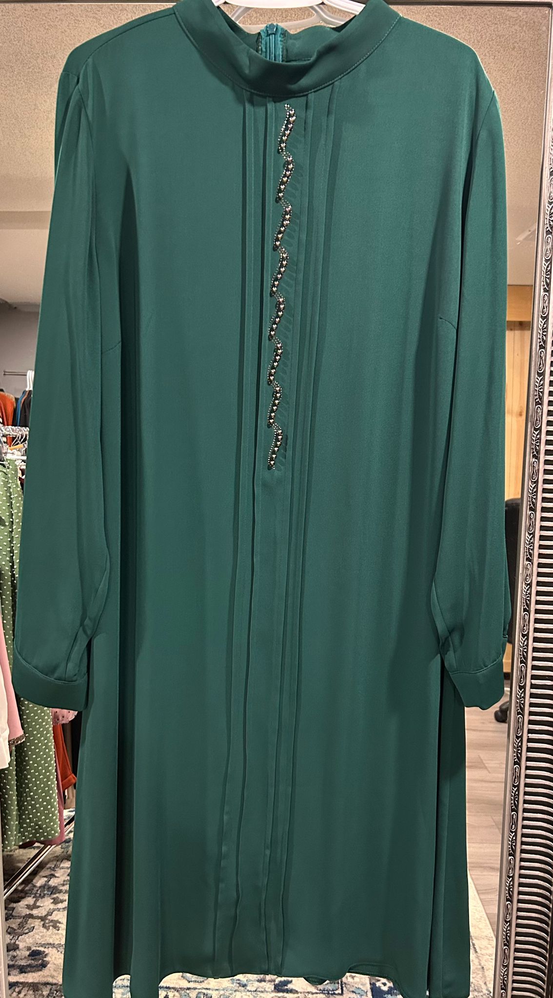 Long Tunic with Bead Design - Green