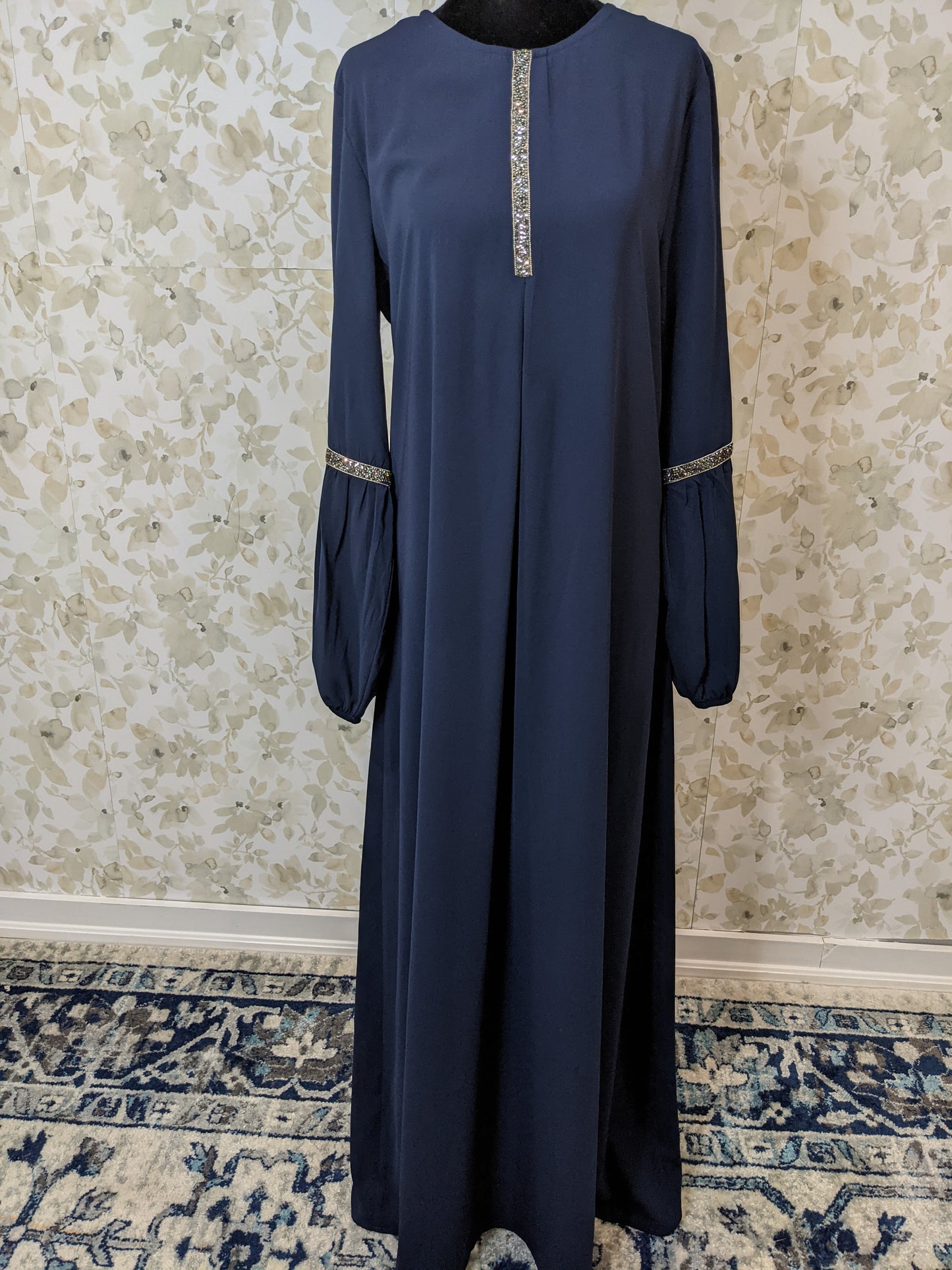 Blue Abaya With Balloon Sleeves