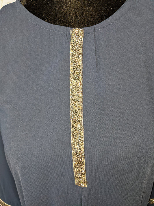 Blue Abaya With Balloon Sleeves