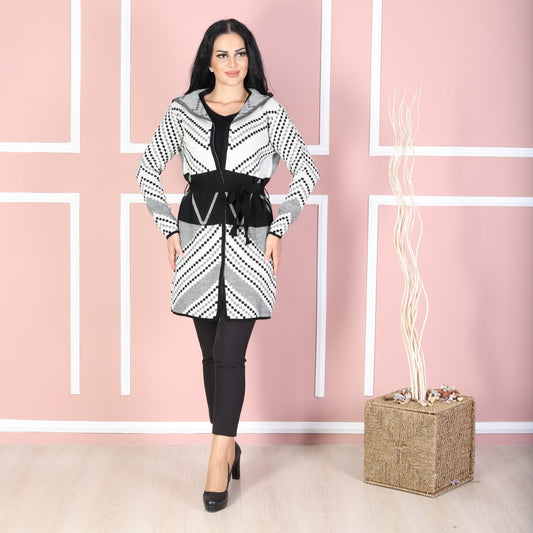 Hoodie Cardigan with Belt
