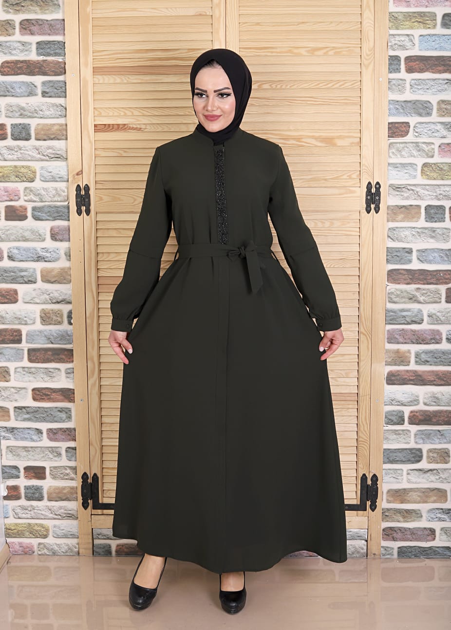 Forest Green Rhinestone Abaya