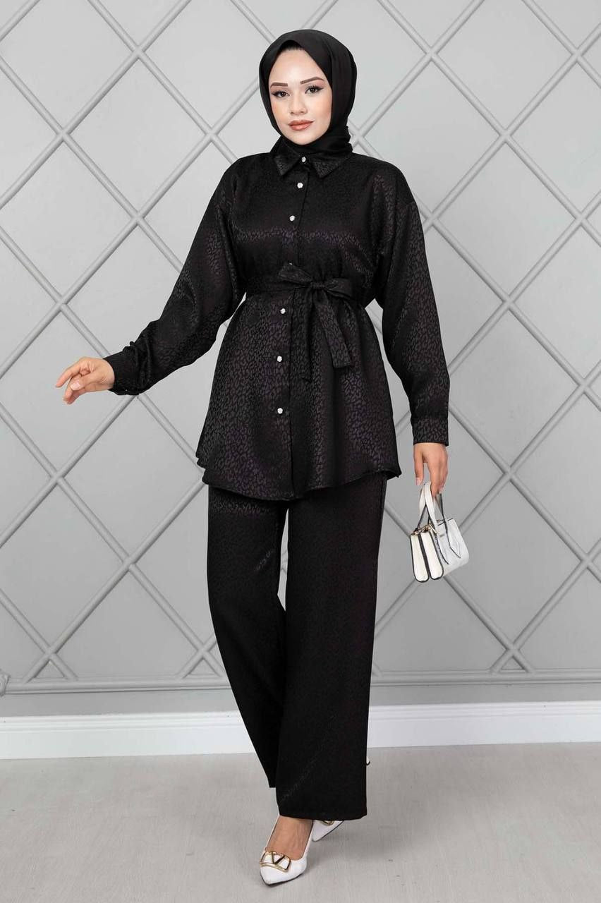 Black silk co-ord set