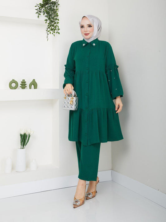 Peplum style co-ord set - Green