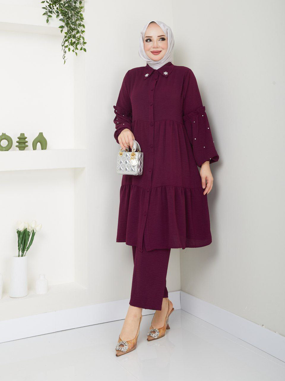 Peplum style co-ord set - Plum