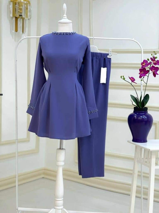 Two piece purple peplum