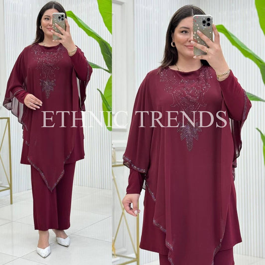 Night out Kaftan set - Maroon