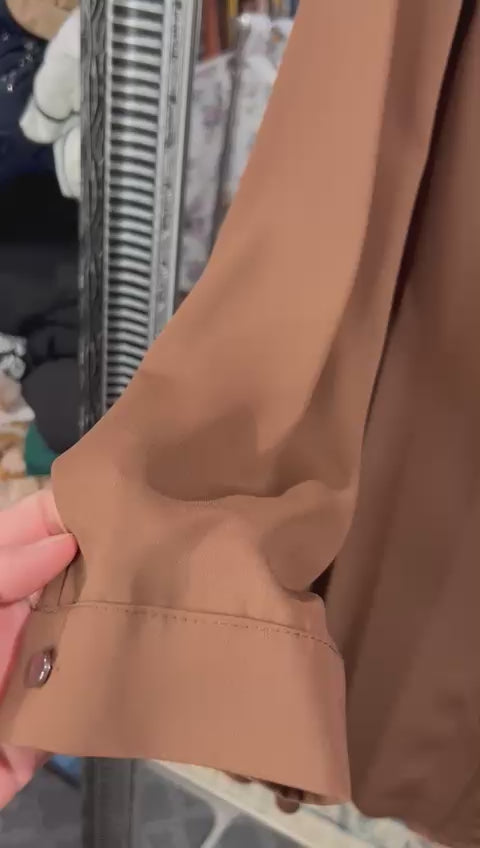 Long Tunic with Pocket Design - Brown