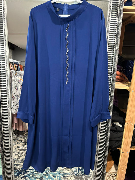 Long Tunic with Bead Design - Blue