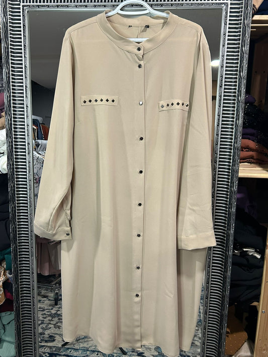 Long Tunic with mirror Design - Beige