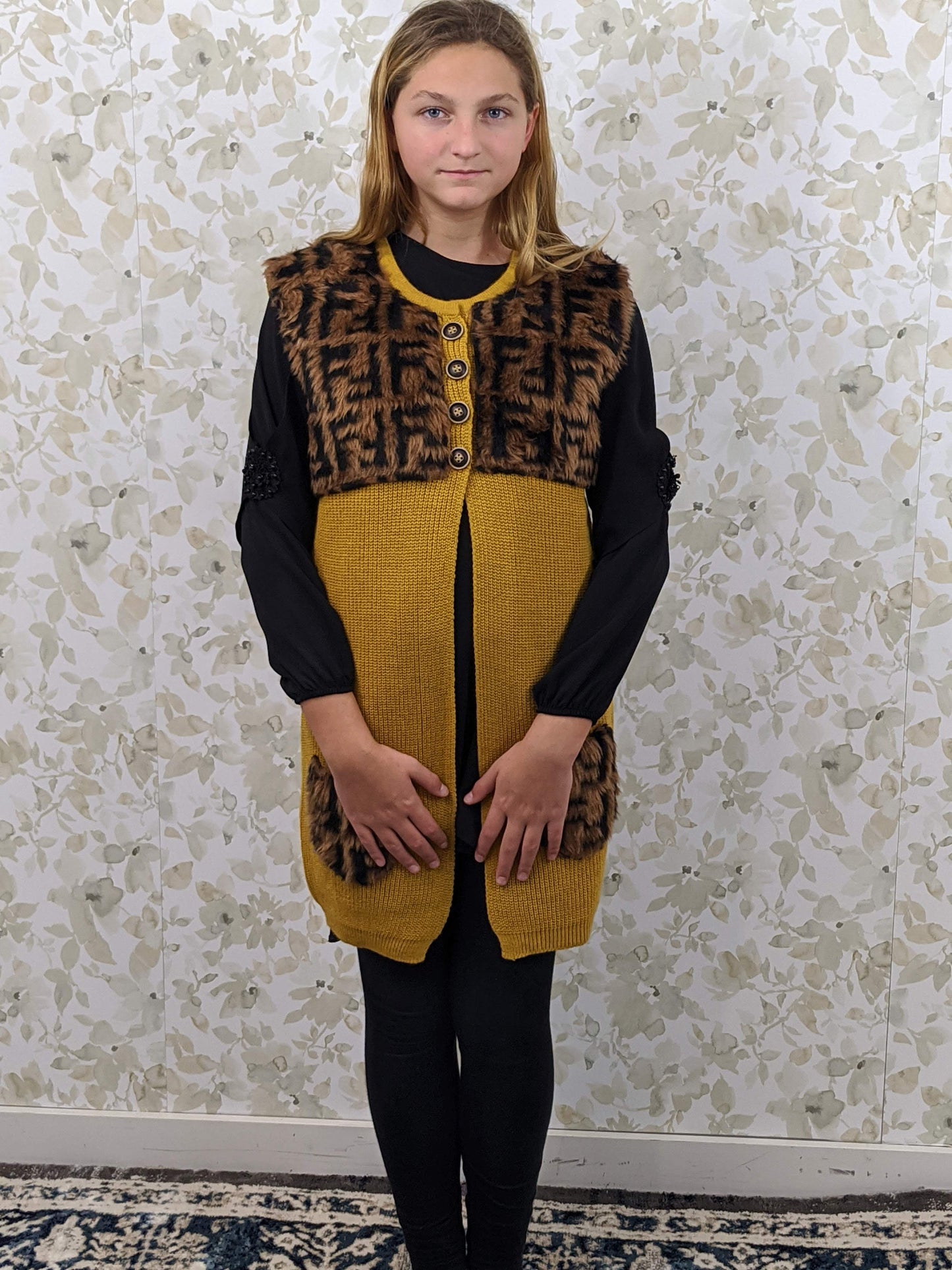 Fur Sweater Vest - Mustard