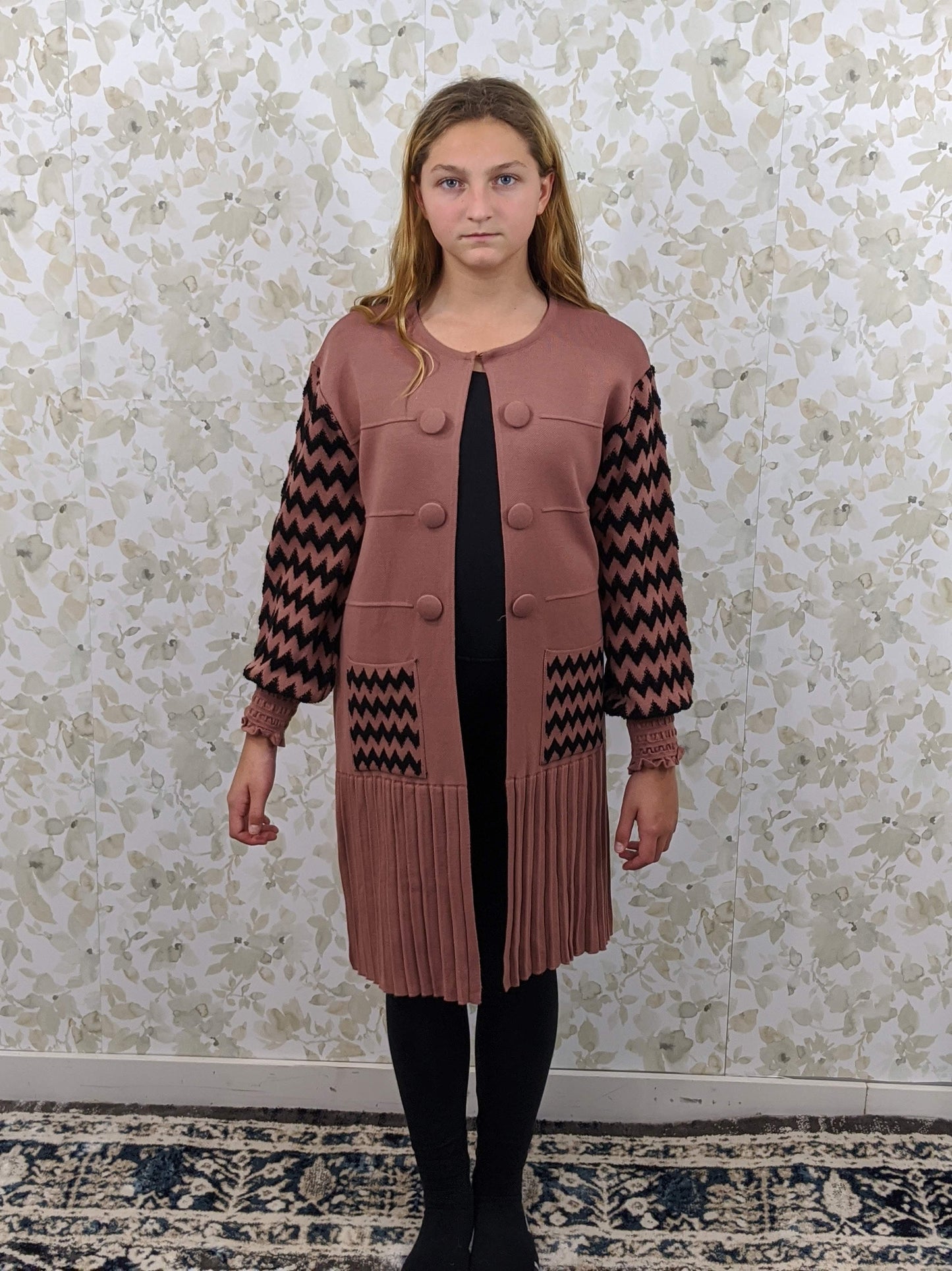 Zig-zag on sleeves Cardigan - Pink