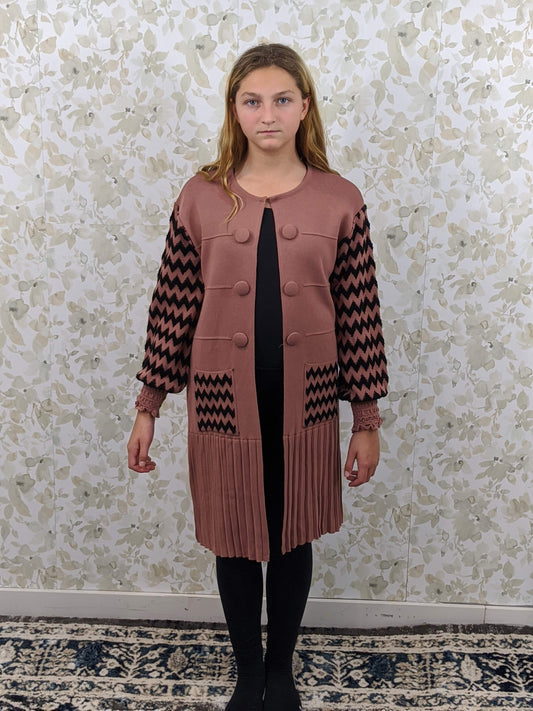 Zig-zag on sleeves Cardigan - Pink