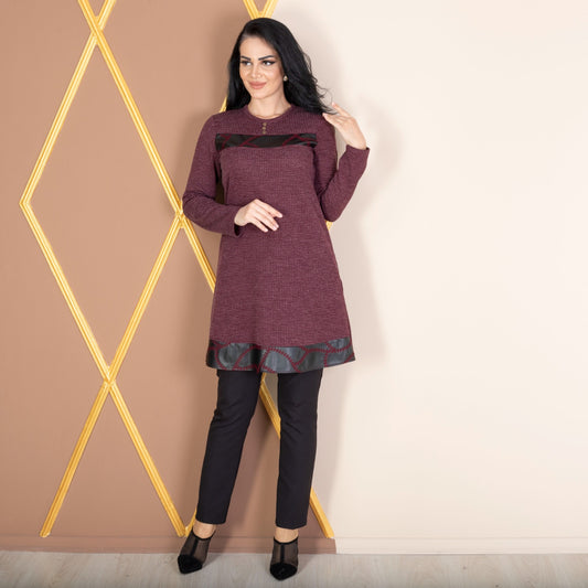 Tunic Sweater With Leather