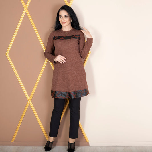 Tunic Sweater With Leather