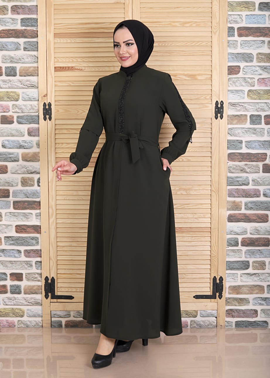 Forest Green Rhinestone Abaya