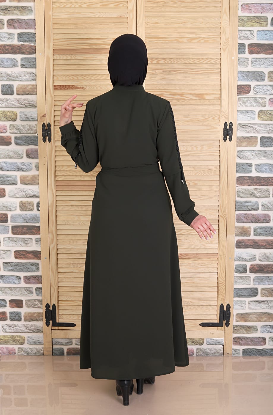 Forest Green Rhinestone Abaya