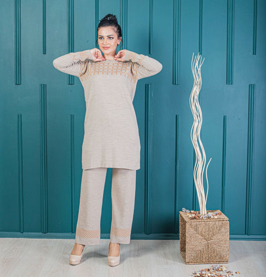 2 piece sweater set - Beige